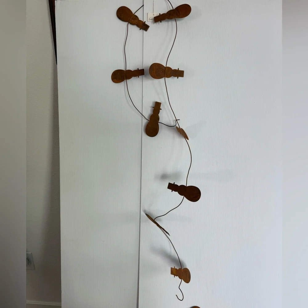 Rustic Metal Snowman Garland - Set of 2